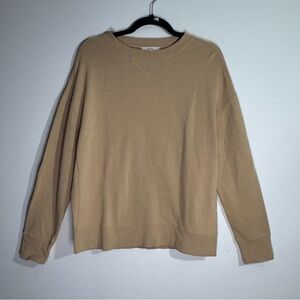 VINCE Oversized Cotton Crewneck Sweatshirt, Tan, M